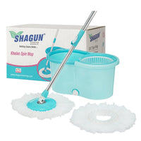 SHAGUN 360° Spin Mop 7L Plastic Basket & Handle Best for House Cleaning, Office Cleaning (Blue)