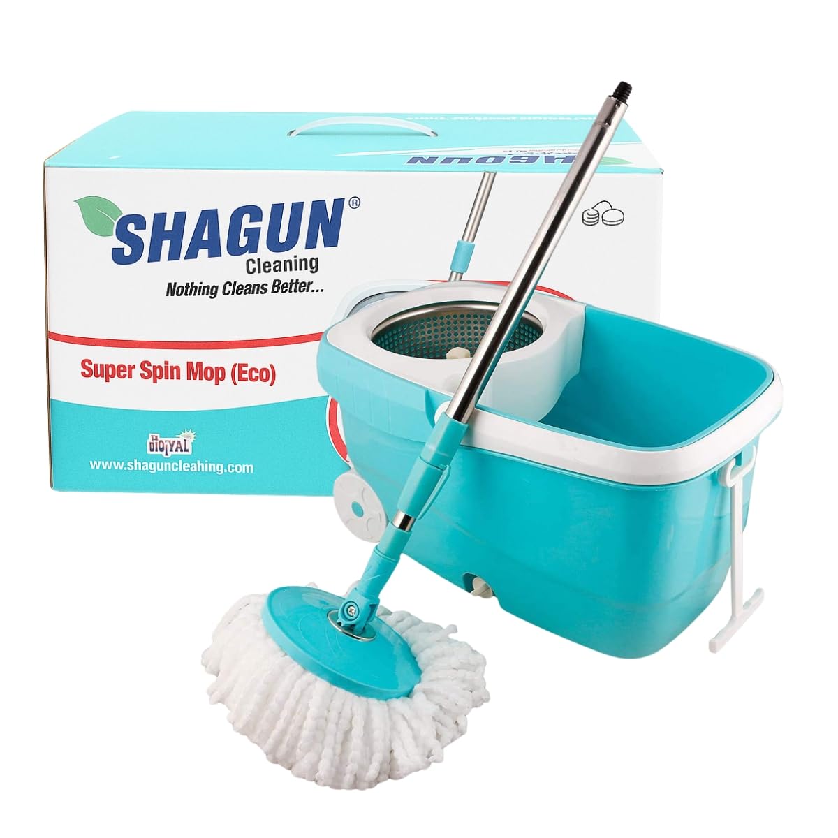 SHAGUN 360° Steel Mop with Basket Stainless Steel Handle Best for Home Cleaning (Blue)