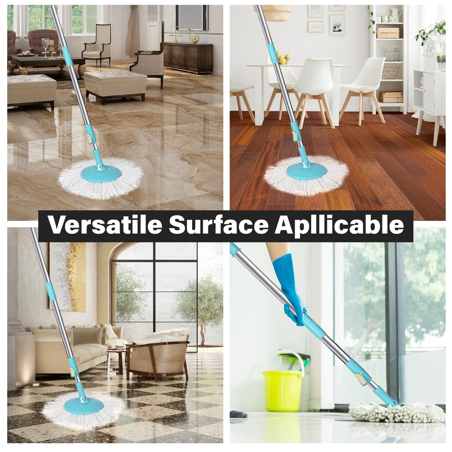 SHAGUN 360° Steel Spin Mop 7L Premium Plastic Mop Best Use for Home and Kitchen (Blue)