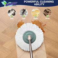 SHAGUN 360° Spin Mop Refill – Super Absorbent Microfiber Head, Durable & Washable Cleaning Pad for Home, Office, Tile, Marble & Wooden Floors (White and Blue) (4)