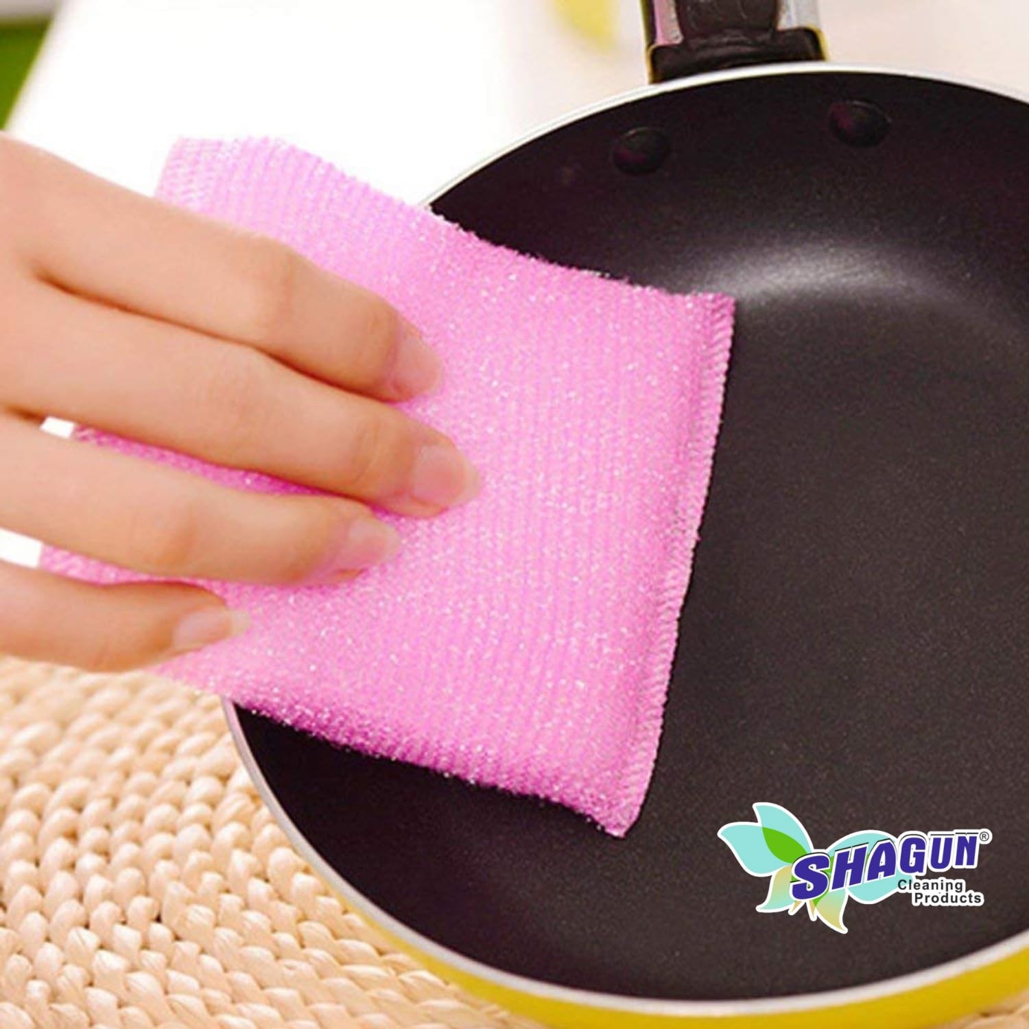 SHAGUN Foam Scrubber (Pack of 12) | Non-Scratch Kitchen Cleaning Pads | Multi-Color Dishwashing Scrub