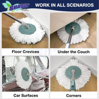 SHAGUN 360° Spin Mop Refill – Super Absorbent Microfiber Head, Durable & Washable Cleaning Pad for Home, Office, Tile, Marble & Wooden Floors (White and Blue) (4)