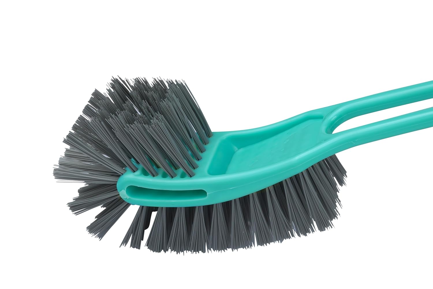 SHAGUN Double-Action Toilet Brush, 360-Degree Deep Cleaning, Long Handle with Durable Bristles, Turquoise
