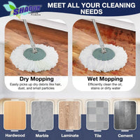 SHAGUN 360° Spin Mop Refill – Super Absorbent Microfiber Head, Durable & Washable Cleaning Pad for Home, Office, Tile, Marble & Wooden Floors (White and Blue) (4)
