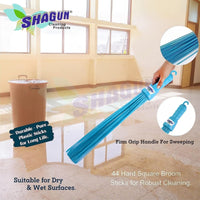 SHAGUN Premium Unbreakable 44 Plastic Sticks Broom | Extra Strong Fiber Sticks | Heavy-Duty, Washable & Non-Shedding | Ideal for Wet & Dry Cleaning | Indoor & Outdoor Use