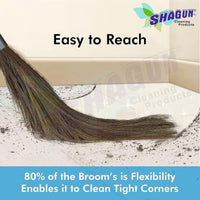 SHAGUN Heavy-Duty Grass Broom with Sturdy Handle – Long-Lasting Natural Bristles for Efficient Cleaning