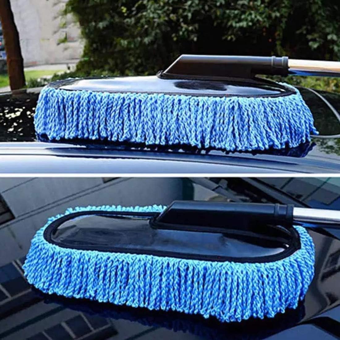 SHAGUN Extendable Microfiber Car Duster – Scratch-Free Cleaning Brush | Soft Mop Head for Car, Bike, Home & Furniture | Dust Remover with Long Handle