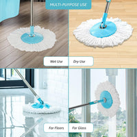 SHAGUN 360° Spin Mop 7L Plastic Basket & Handle Best for House Cleaning, Office Cleaning (Blue)