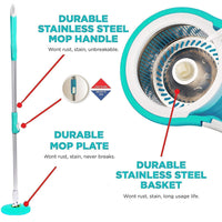 SHAGUN 360° Steel Spin Mop 7L Premium Plastic Mop Best Use for Home and Kitchen (Blue)