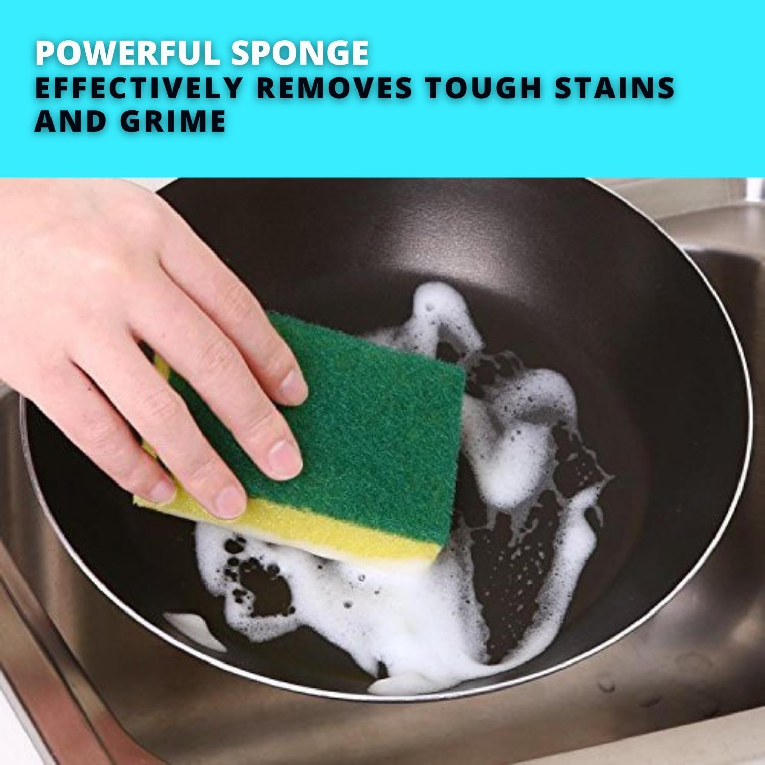 Shagun-Brite Scrub Sponge (2x1) | Multipurpose Kitchen Scrubber | Pack of 12 | 3x4 inch | Nylon, Polyester & Alox Material