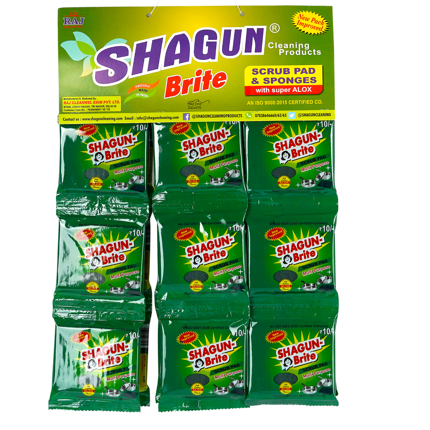 Shagun Brite Multi-Purpose Scrub Pad with Super ALOX – Heavy Duty Cleaning (Pack of 10)