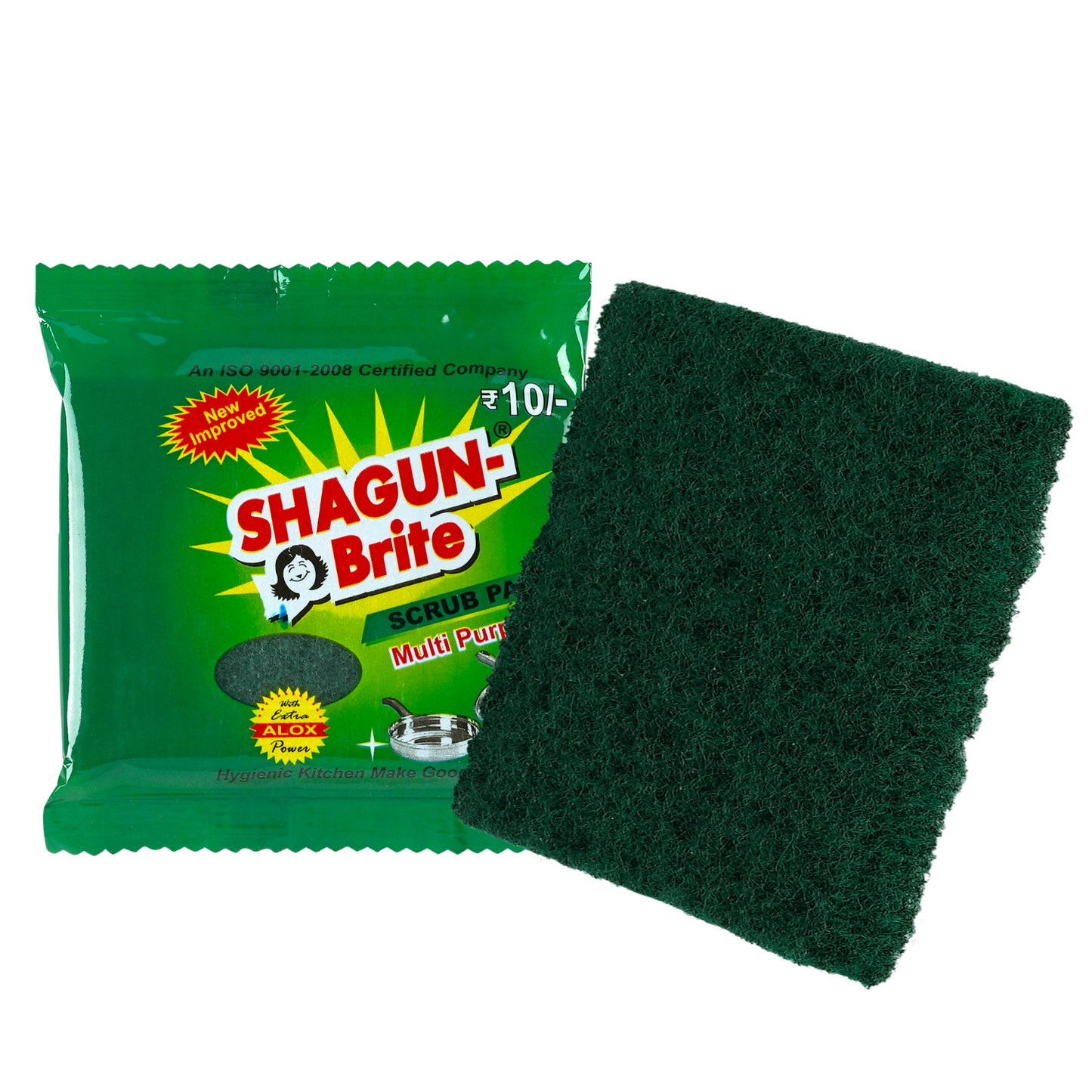 Shagun Brite Multi-Purpose Scrub Pad with Super ALOX – Heavy Duty Cleaning (Pack of 10)
