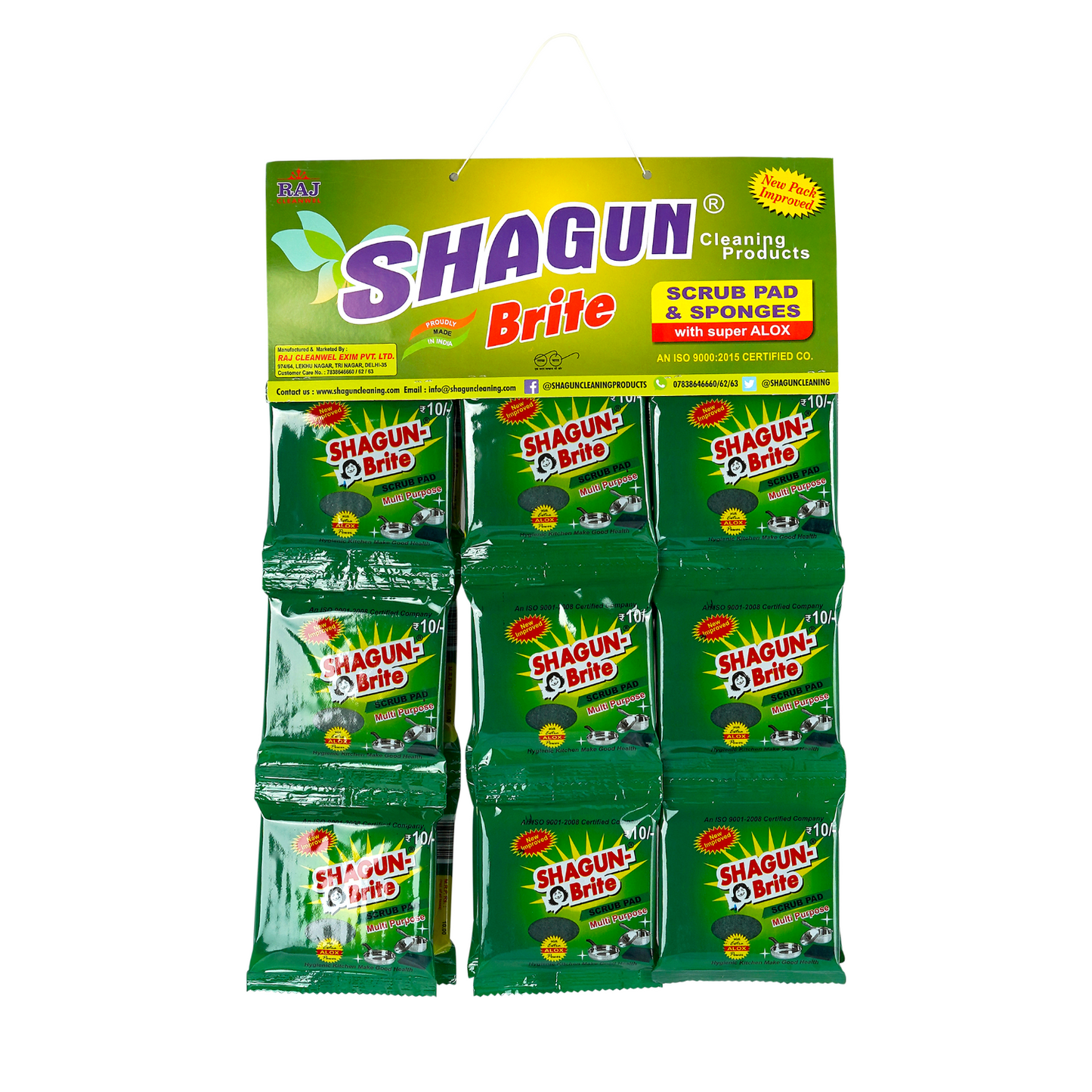 Shagun Brite Multi-Purpose Scrub Pad with Super ALOX – Heavy Duty Cleaning (Pack of 10)