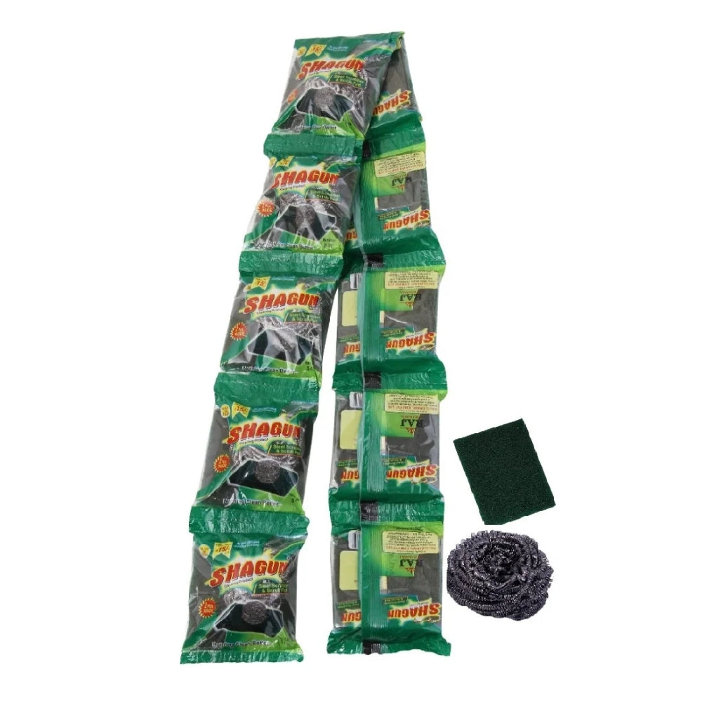 Shagun S-151 Heavy Duty Steel Scrubber & Cleaning Pad Combo – Tough on Grease, Gentle on Utensils (Multipack)