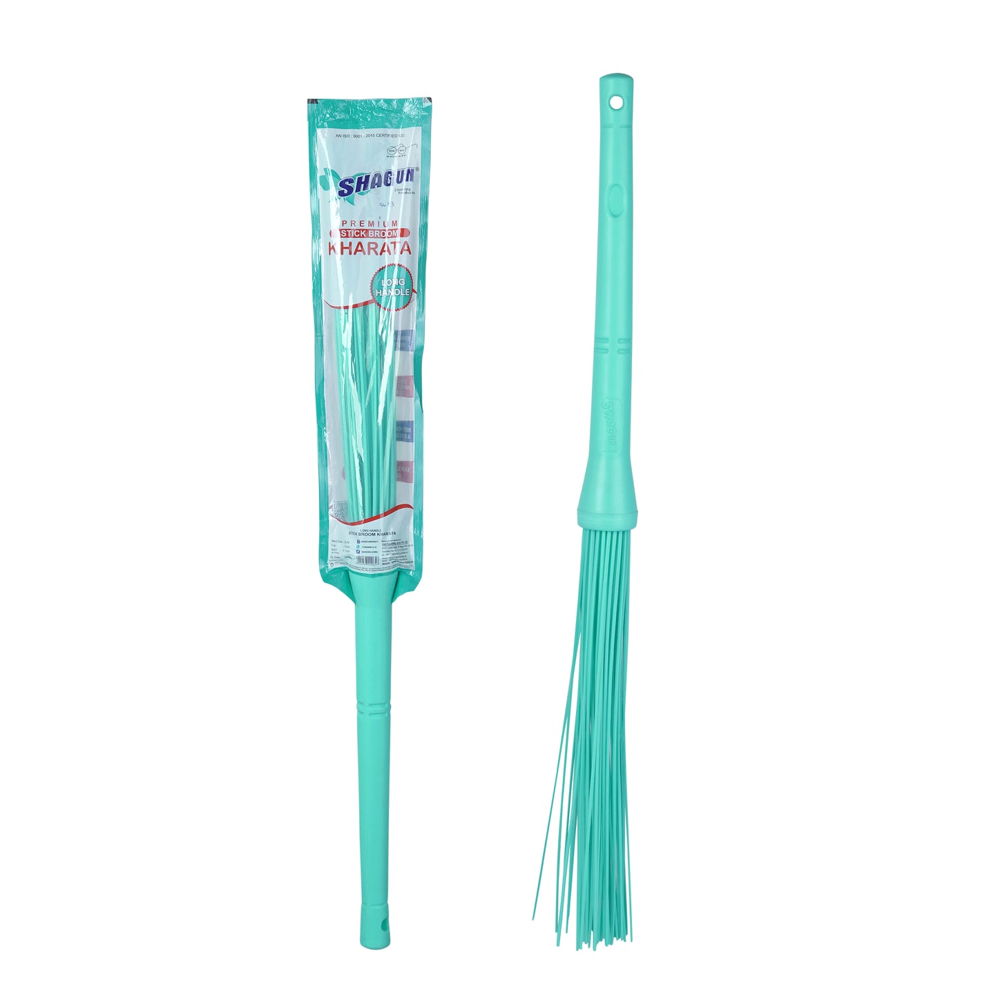SHAGUN Premium Plastic Stick Broom | Heavy-Duty Fiber Bristles | Washable, Non-Shedding & Long-Lasting | Ideal for Wet & Dry Cleaning | Indoor & Outdoor Use