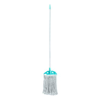 SHAGUN Cotton Wet Mop, Heavy-Duty Floor Cleaning Mop with Long Handle, Grey and Turquoise