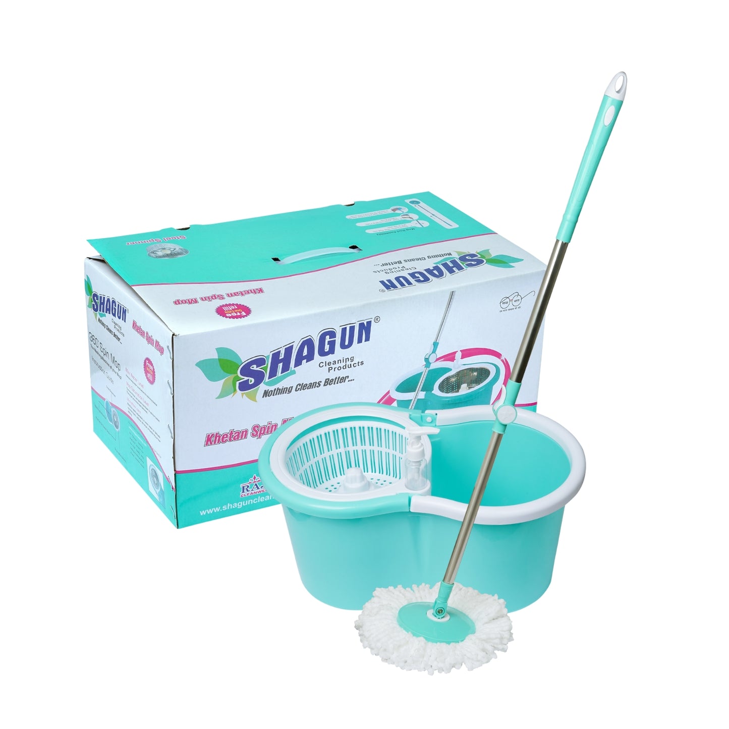 SHAGUN 360° Spin Mop 7L Plastic Basket & Handle Best for House Cleaning, Office Cleaning (Blue)